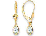14K Yellow Gold Oval Cut Aquamarine Dangle Drop Earrings 4/5 Carat (ctw)